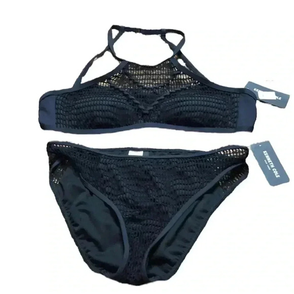 Black halter bikini size M 2 pc swimsuit New With Tags NWT Kenneth Cole - Picture 1 of 6